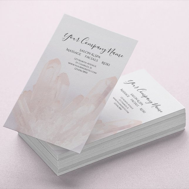Light Blush Pink Crystals Salon Spa Business Card (Creator Uploaded)