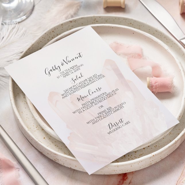 Light Blush Pink Crystals Wedding Menu (Creator Uploaded)