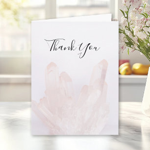 Light Blush Pink Crystals Wedding Thank You Card
