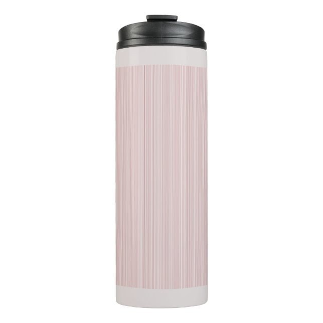 Light Blush Pink Grey Stripes Sweet Thermal Tumbler (Front)