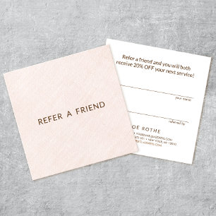 Light Blush Pink Linen Salon Customer Referral Card