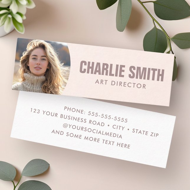 Light blush pink modern minimal photo mini business card (Light blush pink modern minimal photo mini business card)