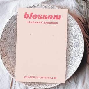 Light blush pink retro font logo pink earring card