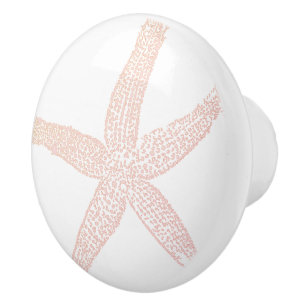 Light Blush Pink Starfish Beach Nautical Decor Ceramic Knob