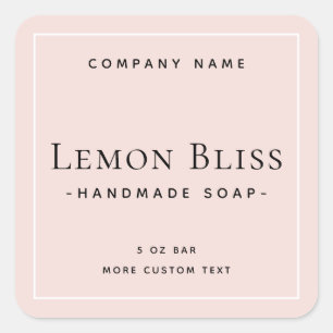 Light blush pink white border square product label