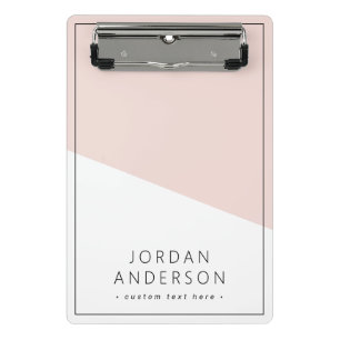 Light blush pink white geometric colour blocks nam mini clipboard