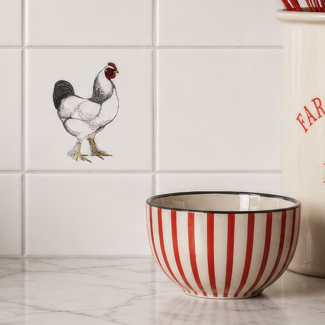 Light Brahma Rooster - Elegant Vintage Chicken Tile (Creator Uploaded)
