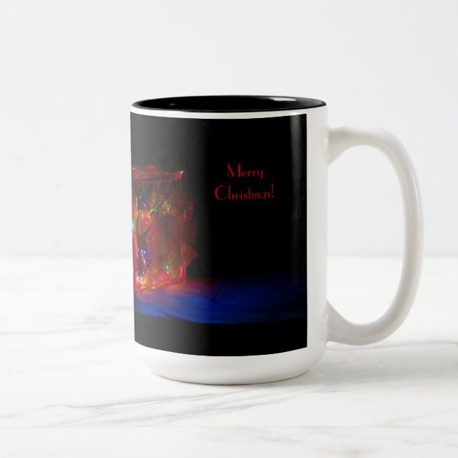 Light Brick Merry Christmas Two-Tone Coffee Mug (Right)