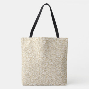 Light broun or wood dashes, brown and white tote bag