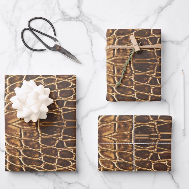 Light Brown Alligator Skin Print Wrapping Paper Sheet (Front)