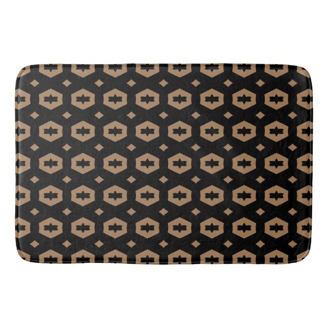 Light Brown and Black: Geometriana 1 Bath Mat (Front)