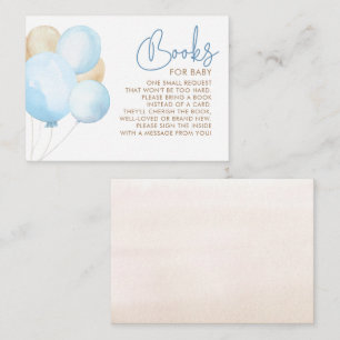 Light Brown and Blue Balloons Baby Shower Books Enclosure Card