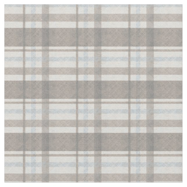 Light Brown and Blue Plaid Fabric (Close Up)