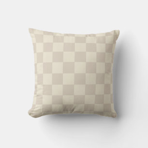 Light Brown and Off White Chequerboard Cushion
