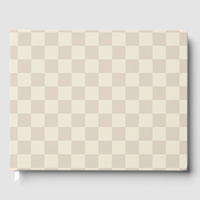 Light Brown and Off White Chequerboard Guest Book (Front)