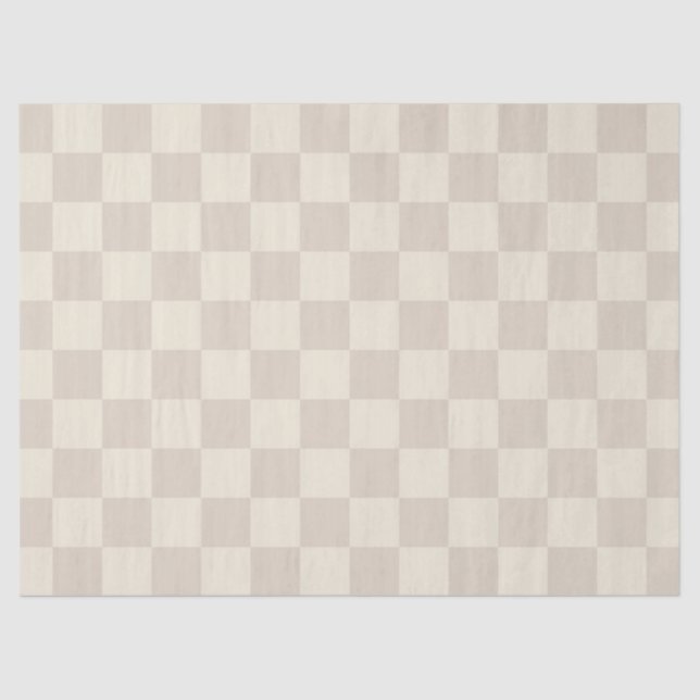Light Brown and Off White Chequerboard Tissue Paper (Front)