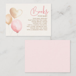 Light Brown and Pink Balloons Baby Shower Books Enclosure Card