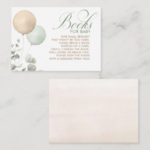 Light Brown and Sage Balloons Baby Shower Books Enclosure Card