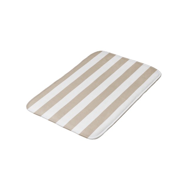 Light Brown and White Stripes Bath Mat (Angled)
