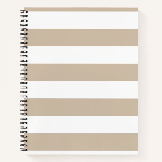 Light Brown and White Stripes Notebook (Front)