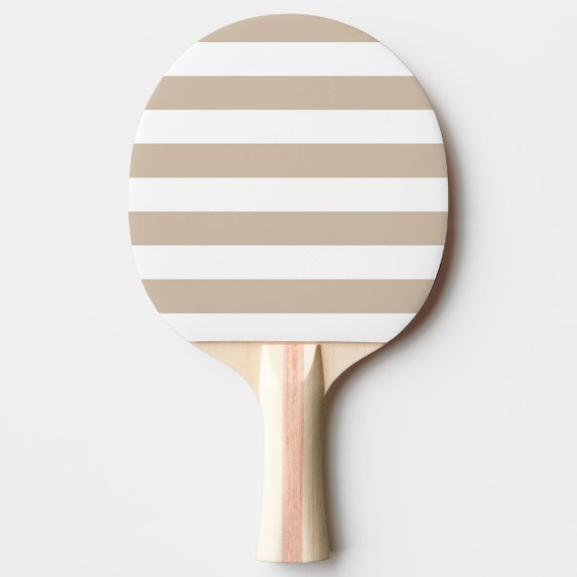 Light Brown and White Stripes Ping Pong Paddle (Front)