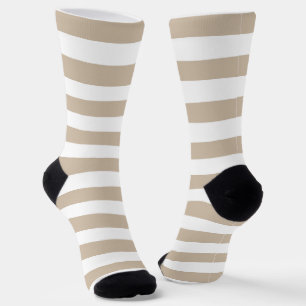 Light Brown and White Stripes Socks