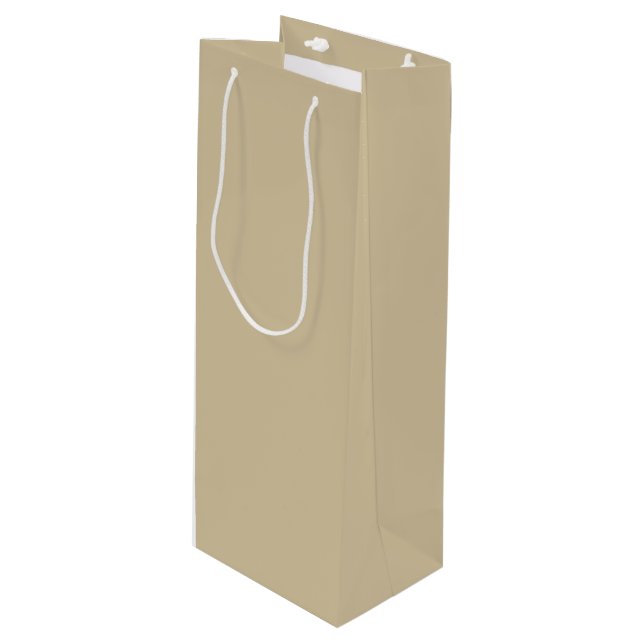 Light Brown - Beige - Tan Solid Colour Trends Wine Gift Bag (Front Angled)