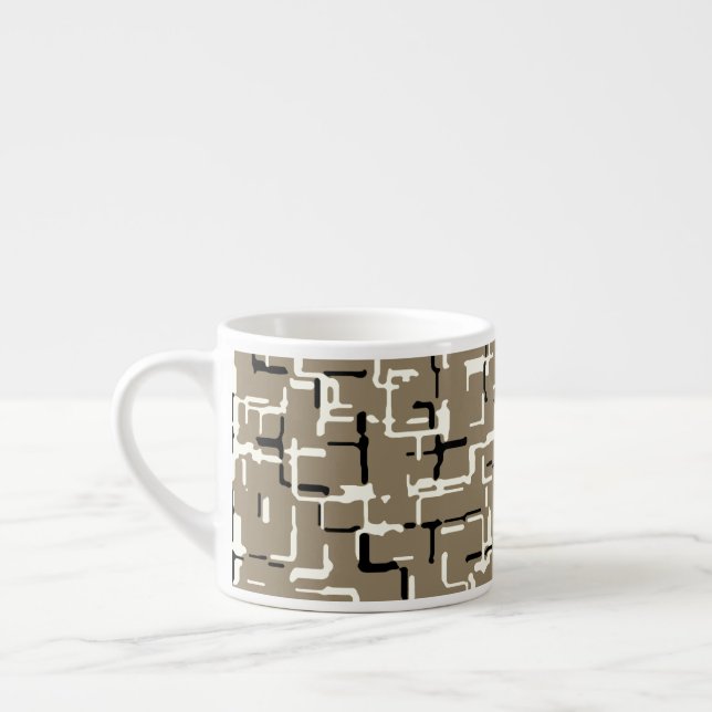 Light Brown Black White Trendy Pattern Espresso Cup (Left)