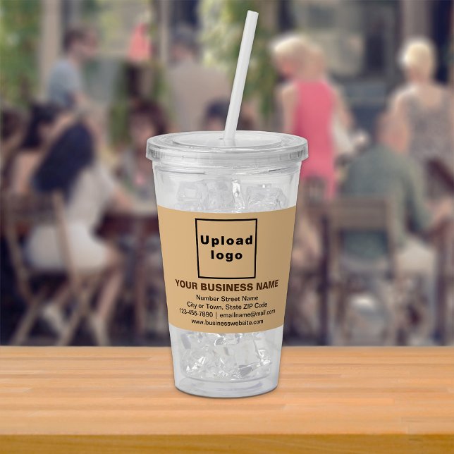 Light Brown Business Brand on Acrylic Tumbler (Acrylic tumbler with your business brand in light brown)