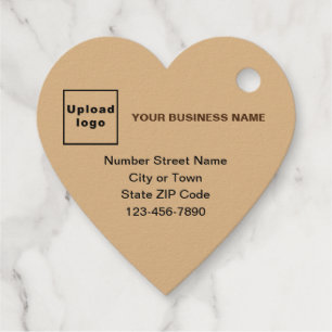 Light Brown Business Brand on Heart Shape Foil Tag