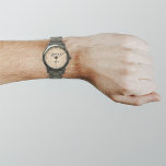 Light Brown Business Brand on Men's Watch<br><div class="desc">Your business logo on light brown background on men's watch. Accessory that you can include in your promotional products, giveaway items or gifts to your customers or clients to advertise your business or to promote your brand. Customisable watch that you can put your business logo to build brand name awareness....</div>