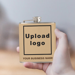 Light Brown Business Brand on Vinyl Wrapped Flask