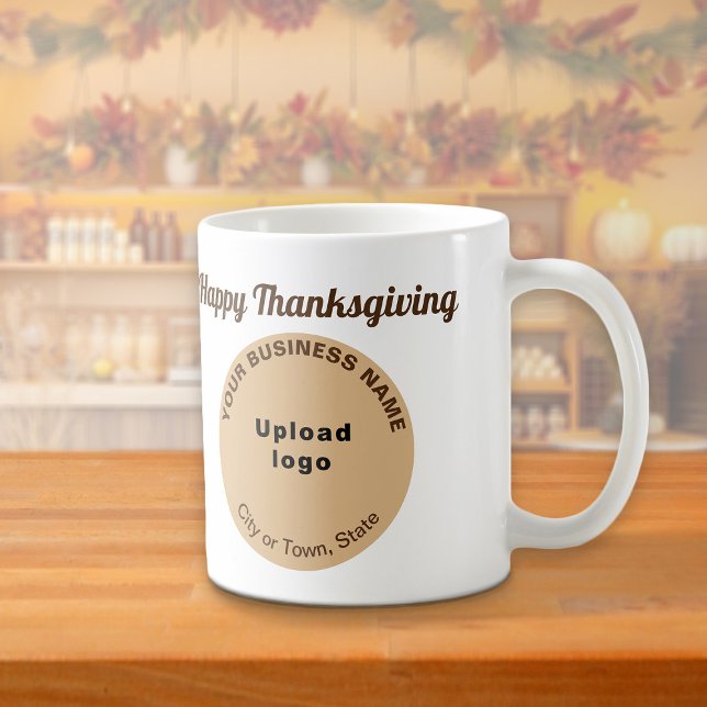 Light Brown Business Brand | Thanksgiving | Mug (Light brown business brand with Thanksgiving greeting on mug)