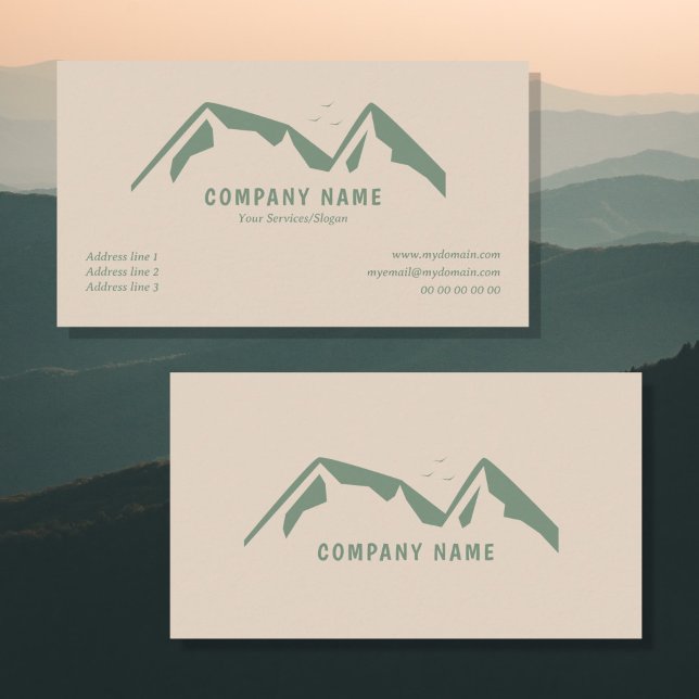Light Brown Business Card with Green Mountains (Light Brown Business Card with Green Mountains)
