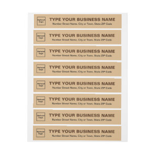 Light Brown Business Return Address Wrap Around Label