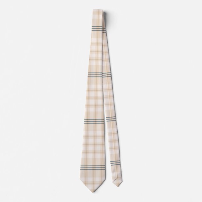 Light Brown Colourful Elegant Tartan Plaid Neck Ti Tie (Front)