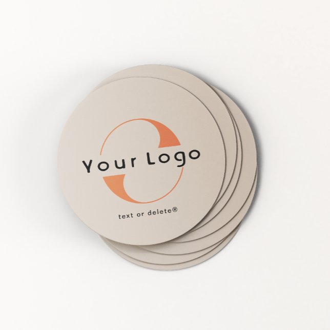 Light Brown Company Logo Business Round Paper Round Paper Coaster (Creator Uploaded)