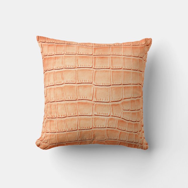 Light brown crocodile leather texture cushion (Front)