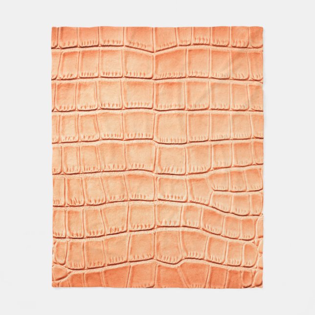 Light brown crocodile leather texture fleece blanket (Front)