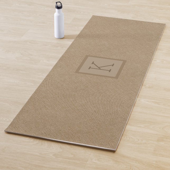 Light brown faux linen texture background yoga mat (In Situ)