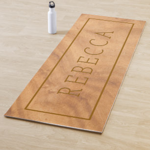 Light-brown faux wood texture yoga mat