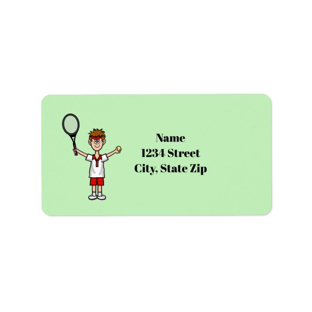 Light Brown Hair Male Tennis Player Labels (Front)