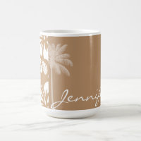 Light Brown Hawaiian Tropical Hibiscus; Palm