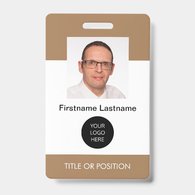 Light Brown ID Photo Name Badge (Front)