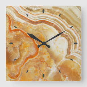 Light Brown Marble Square Wall Clock