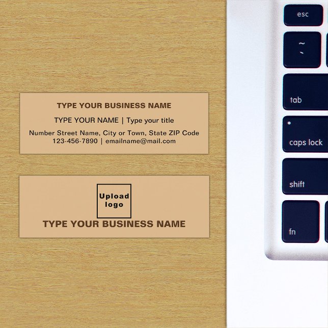 Light Brown Mini Business Card (The front and back of the light brown mini business card)