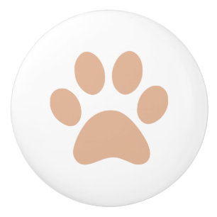 Light Brown Paw Print pawprint Ceramic Knob