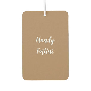 Light Brown Plain Elegant Minimalist Calligraphy Car Air Freshener