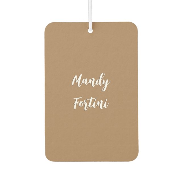 Light Brown Plain Elegant Minimalist Calligraphy Car Air Freshener (Front)