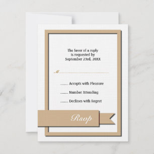 Light Brown Ribbon Rsvp Card